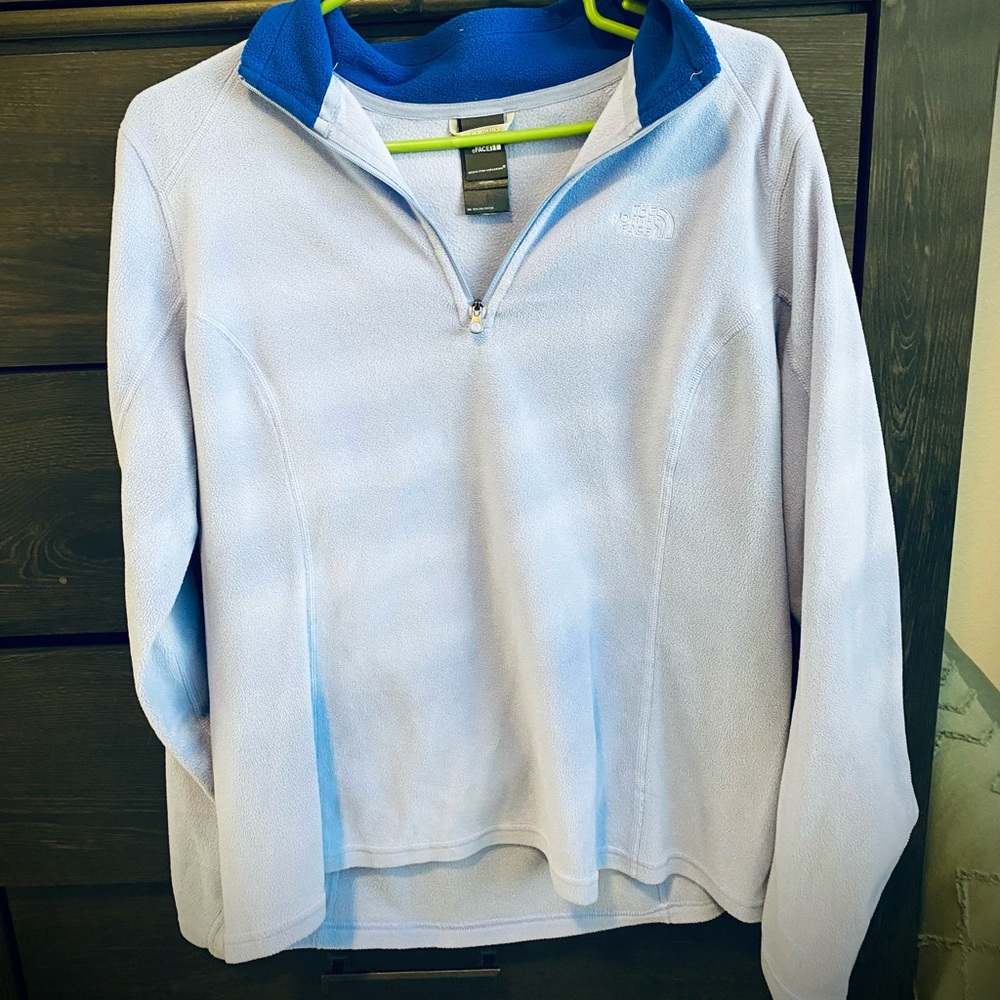North Face purple and blue 1/4 zip pull over
